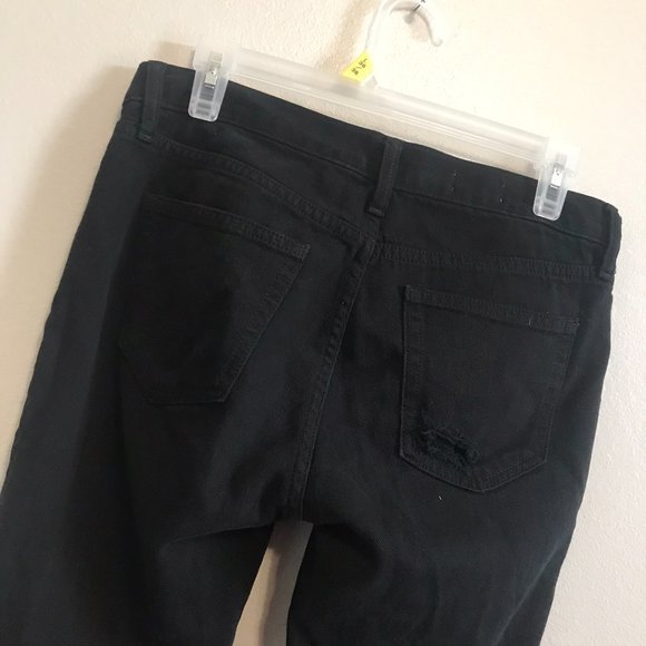 GAP Black Midrise Distressed Girlfriend Straight Leg Jeans Size 27R - Picture 6 of 8